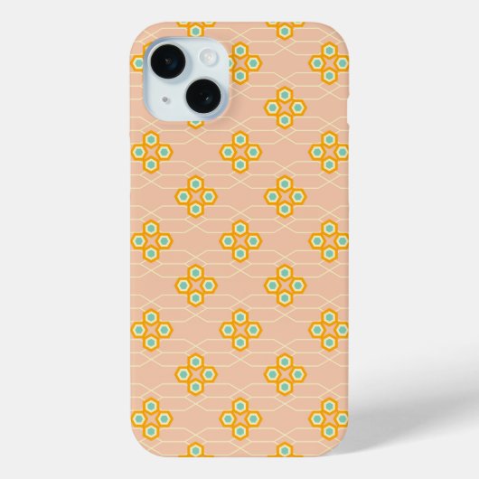 Peach background hexagonal floral pattern  Case-Mate iPhoneケース (裏面)