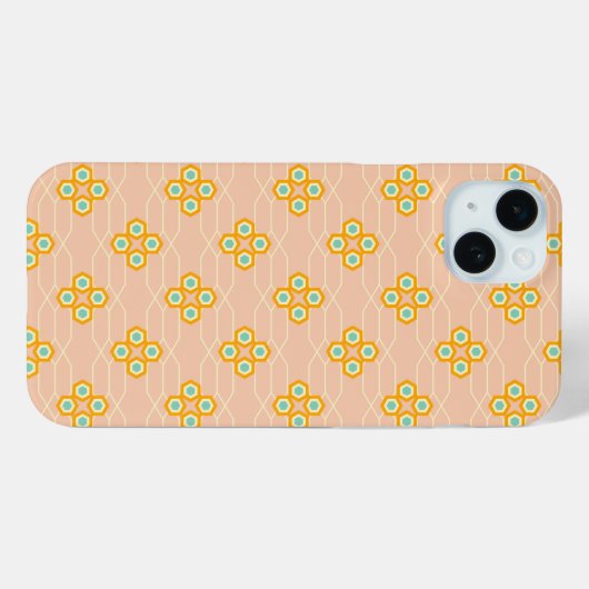 Peach background hexagonal floral pattern  Case-Mate iPhoneケース (裏面 (横))