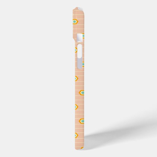 Peach background hexagonal floral pattern  Case-Mate iPhoneケース (裏面 / 左)