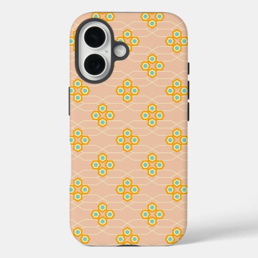 Peach background hexagonal floral pattern  Case-Mate iPhoneケース (裏面)