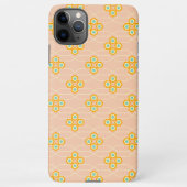 Peach background hexagonal floral pattern  iPhoneケース (裏面)
