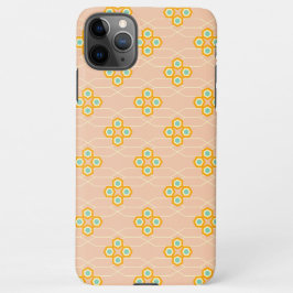 Peach background hexagonal floral pattern  iPhone 11Pro maxケース