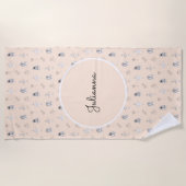 Peach Ballerina and Flowers ビーチタオル (正面)