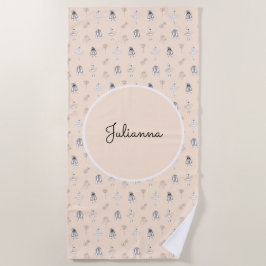 Peach Ballerina and Flowers ビーチタオル