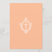 Peach Baptism Cross in Crest Elegant Vintage 招待状 (裏面)