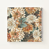 Peach Beige Chrysanthemum Floral Spiral Notebook ノートブック (裏面)