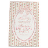 Peach & Beige Fancy Floral Birthday Party Favors ミディアムペーパーバッグ (裏面)