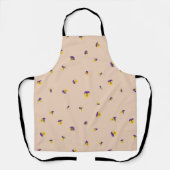 Peach Beige Purple Yellow Viola Floral Pattern エプロン (正面)
