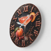 Peach Bellini Cocktail Bar Decor ラージ壁時計 (傾斜)