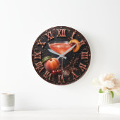 Peach Bellini Cocktail Bar Decor ラージ壁時計 (ホーム)