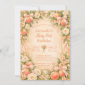 Peach Berry Garden First Birthday 1st Birthday 招待状 (正面)