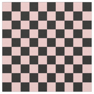 Peach & Black Checkerboard ファブリック