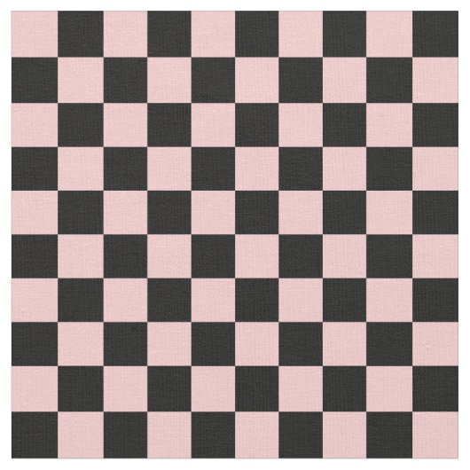 Peach & Black Checkerboard ファブリック (クローズアップ)