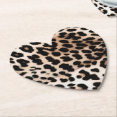 Peach Black Cream Leopard Christmas ペーパーコースター (アングル)