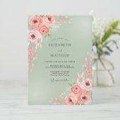 Peach Bloom Artistic Flourish Wedding 招待状 (スタンド正面)