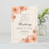 Peach Blossom Border Wedding 招待状 (スタンド正面)