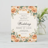 Peach Blossom Floral Frame Wedding 招待状 (スタンド正面)