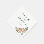 Peach Blossom & Golden Lattice オーダーメイド ウェディング スタンダードカクテルナプキン (角)