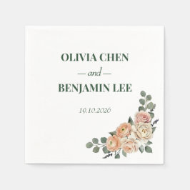 Peach Blossom & Golden Lattice Custom Wedding スタンダードカクテルナプキン