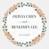 Peach Blossom & Golden Lattice Wedding ラウンドシール (正面)