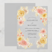 Peach Blossom Painterly Romance Wedding 招待状 (正面/裏面)