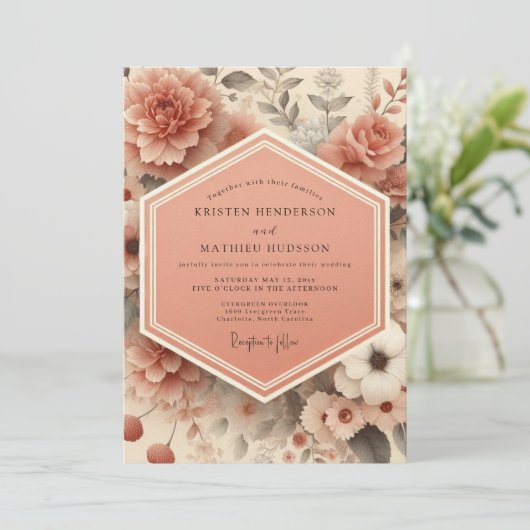 Peach Blossom Romance Wedding 招待状 (スタンド正面)