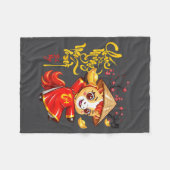 Peach Blossom Vietnamese Lunar New Year Horse 2026 フリースブランケット (正面(横))