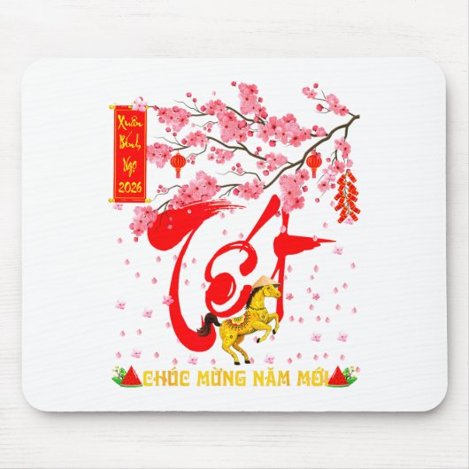 Peach Blossom Vietnamese Lunar New Year Horse 2026 マウスパッド (正面)