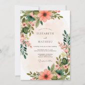 Peach Blossoming Spring Wedding 招待状 (正面)