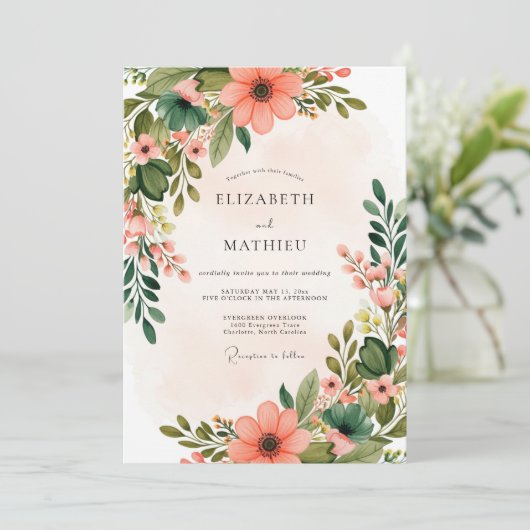 Peach Blossoming Spring Wedding 招待状 (スタンド正面)