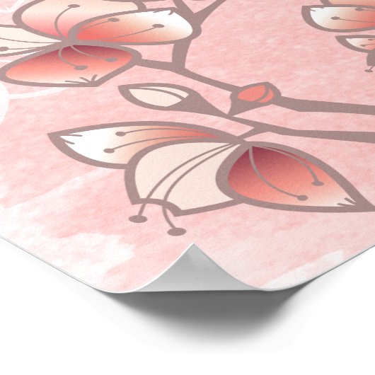 Peach Blossoms Double Happiness Chinese Wedding ポスター (角)