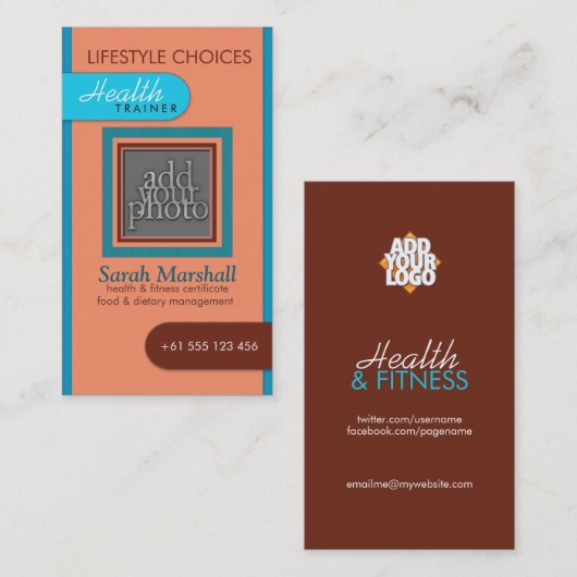 Peach & Blue写真の名刺を追加 名刺 (正面/裏面)