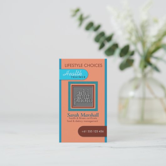 Peach & Blue写真の名刺を追加 名刺 (スタンド正面)