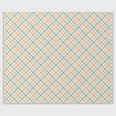 Peach Blue Beige Pastel Plaid ラッピングペーパー (フラット)