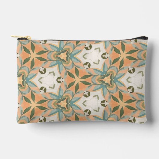 Peach Blue Botanical Seamless Pattern アクセサリーポーチ (正面)