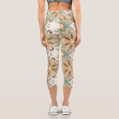 Peach Blue Botanical Seamless Pattern カプリレギンス (裏面)