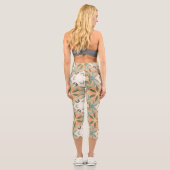 Peach Blue Botanical Seamless Pattern カプリレギンス (裏面)