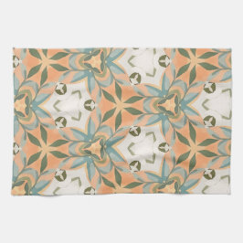 Peach Blue Botanical Seamless Pattern キッチンタオル