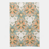 Peach Blue Botanical Seamless Pattern キッチンタオル (縦)