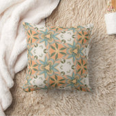 Peach Blue Botanical Seamless Pattern クッション (ブランケット)