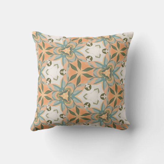 Peach Blue Botanical Seamless Pattern クッション (裏面)