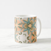 Peach Blue Botanical Seamless Pattern コーヒーマグカップ (正面右)