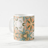 Peach Blue Botanical Seamless Pattern コーヒーマグカップ (正面左)