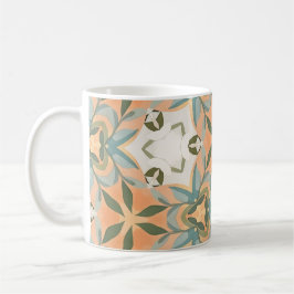 Peach Blue Botanical Seamless Pattern コーヒーマグカップ