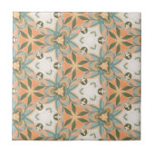 Peach Blue Botanical Seamless Pattern タイル (正面)
