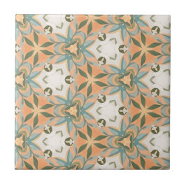 Peach Blue Botanical Seamless Pattern タイル