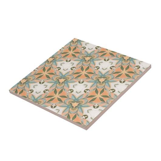 Peach Blue Botanical Seamless Pattern タイル (側面)