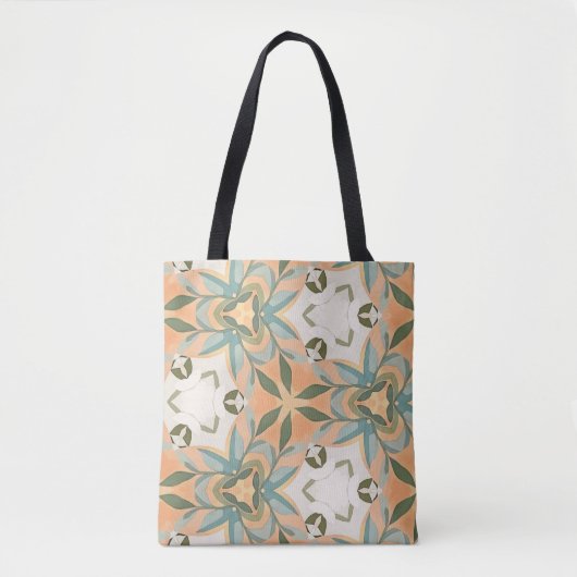 Peach Blue Botanical Seamless Pattern トートバッグ (正面)