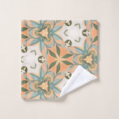Peach Blue Botanical Seamless Pattern バスタオルセット (ウォッシュタオル)