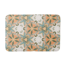 Peach Blue Botanical Seamless Pattern バスマット